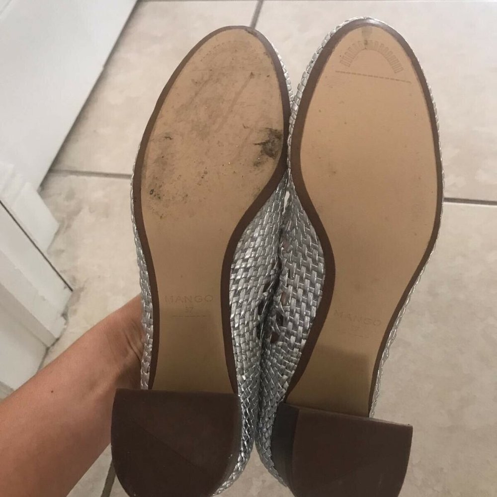 Mango woven silver pumps, mid heel EU size 37 - Picture 4 of 6